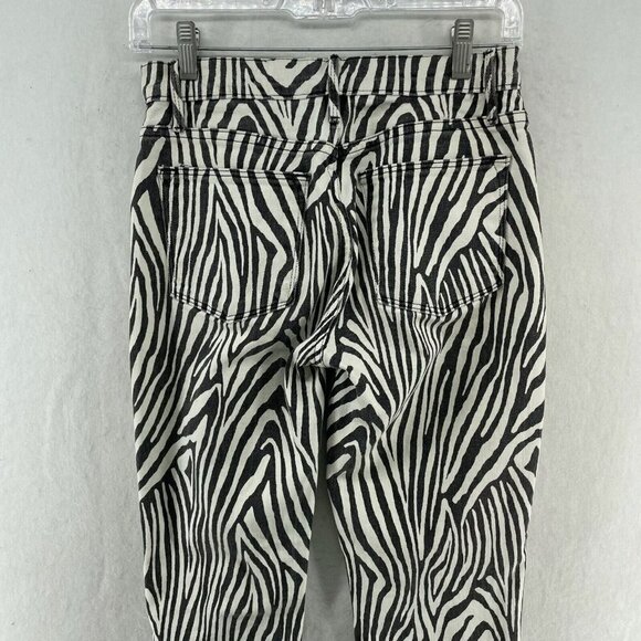 Frame Ankle Jeans Women's Sz 25 Black Le High Straight Zebra Print Denim - Picture 8 of 13